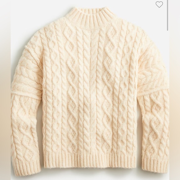 J. Crew Oversized cable-knit turtleneck sweater in Ivory Sz S NWT - Picture 1 of 10
